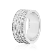 18K White Gold Four Row Diamond Eternity Band